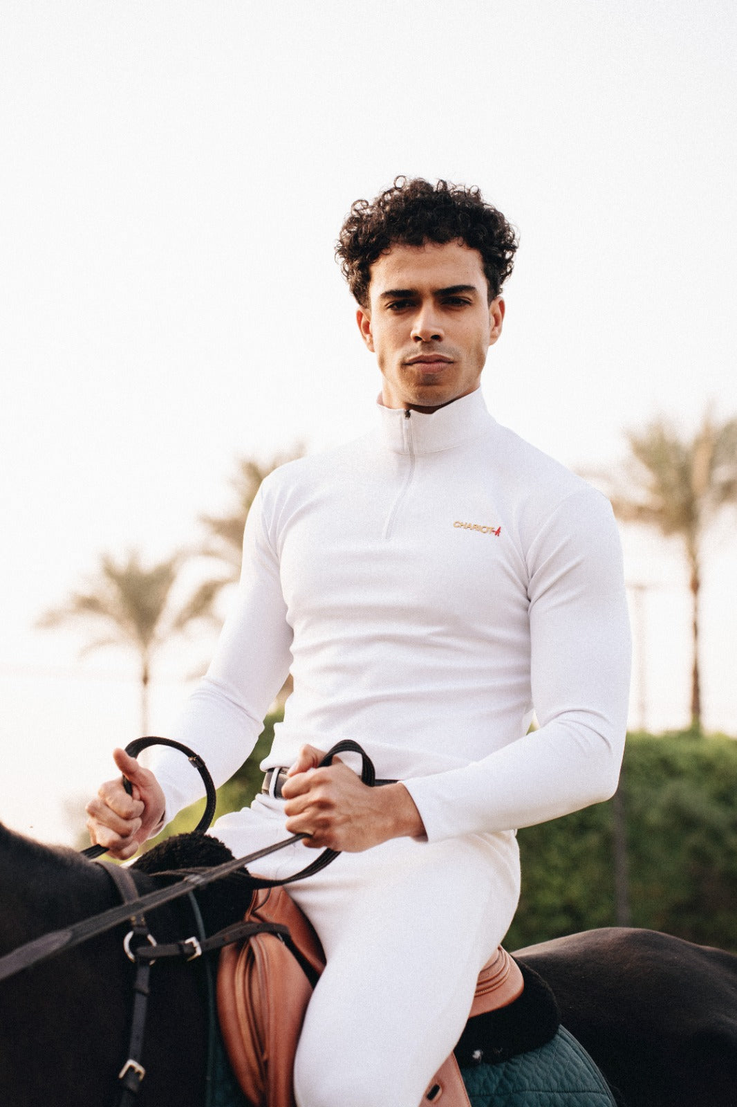 Long Sleeves Quarter Zip For Him In White