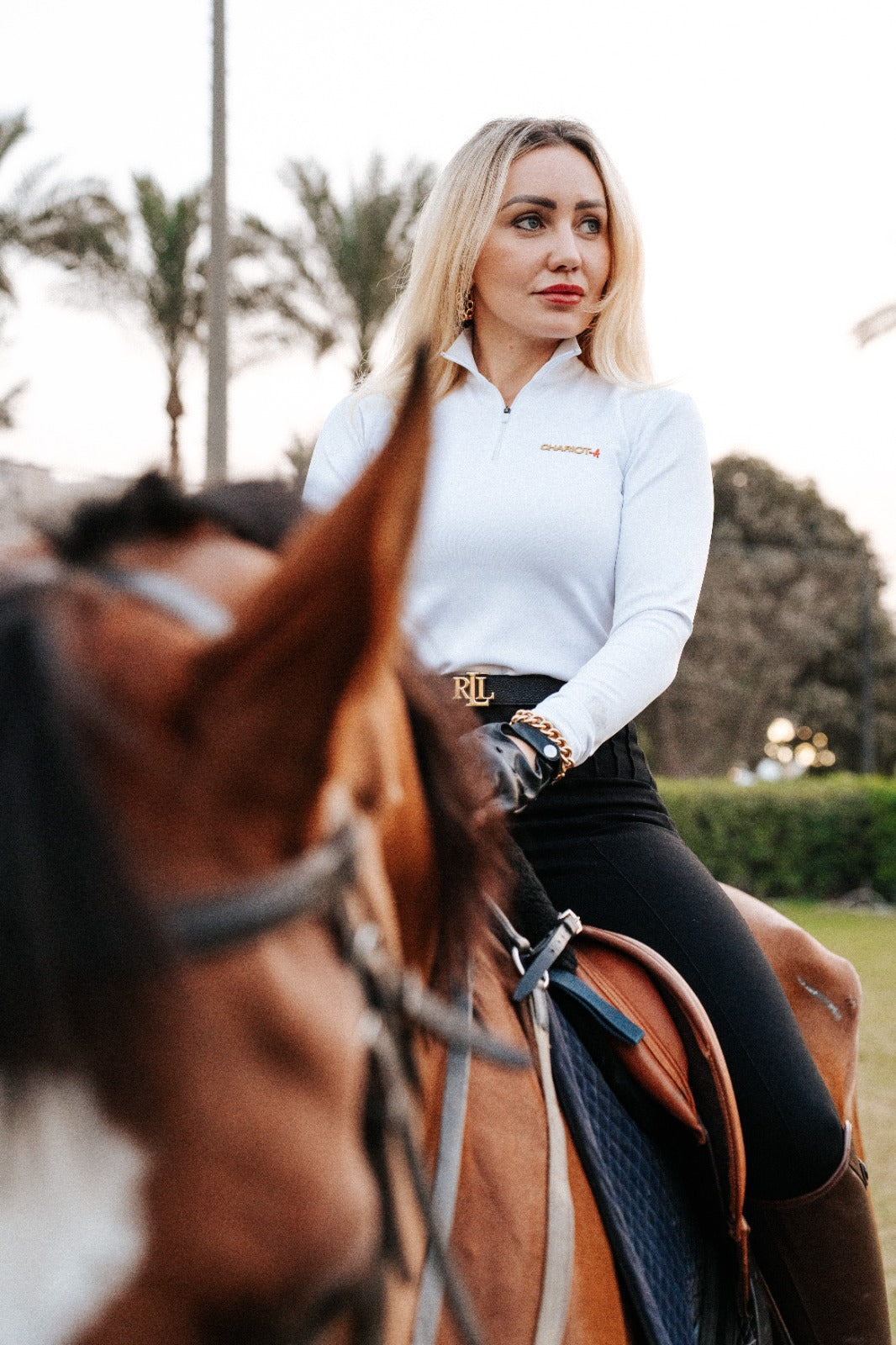 Long Sleeves Quarter Zip For Her In White