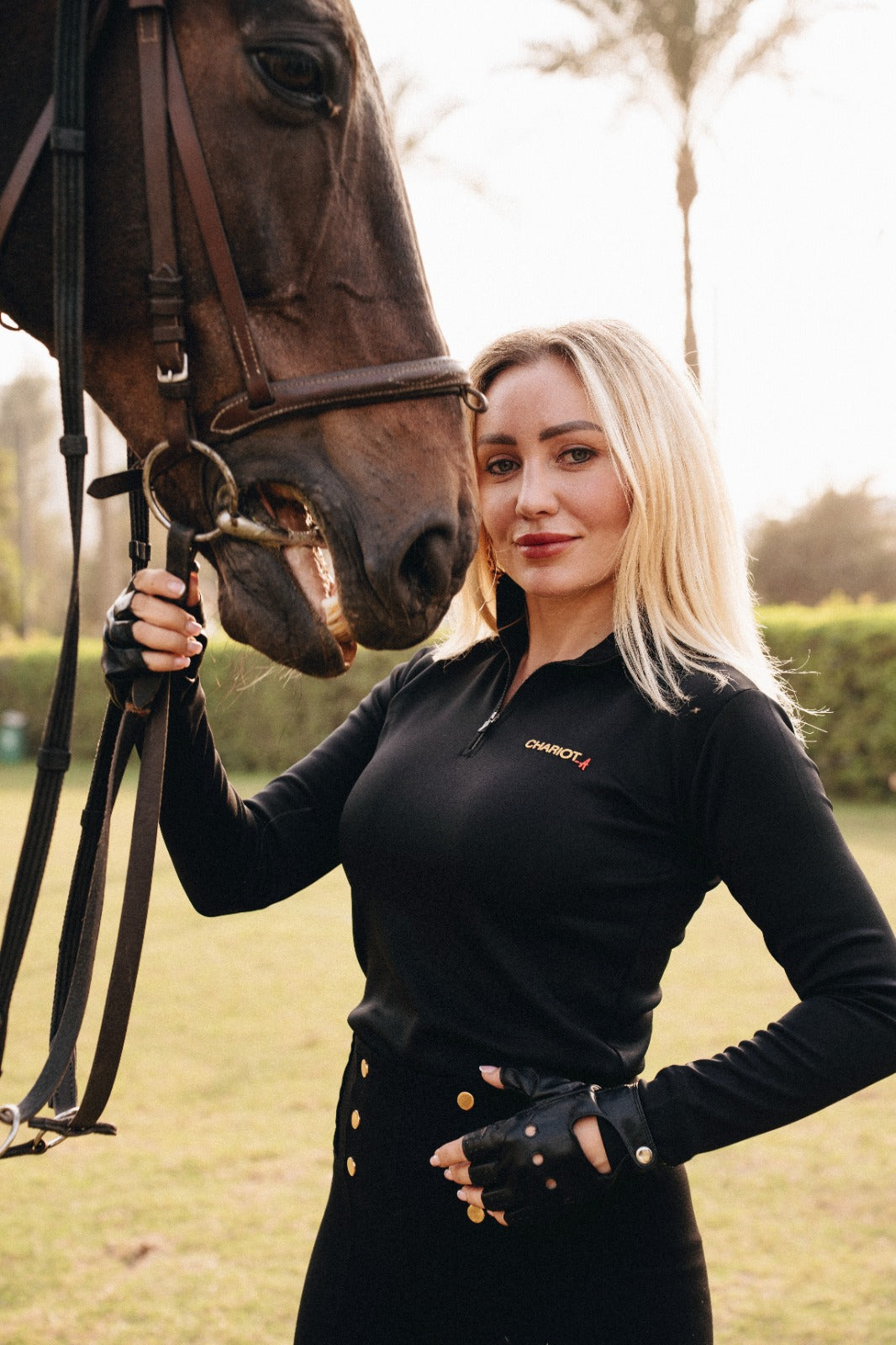 Long Sleeves Quarter Zip For Her In Black