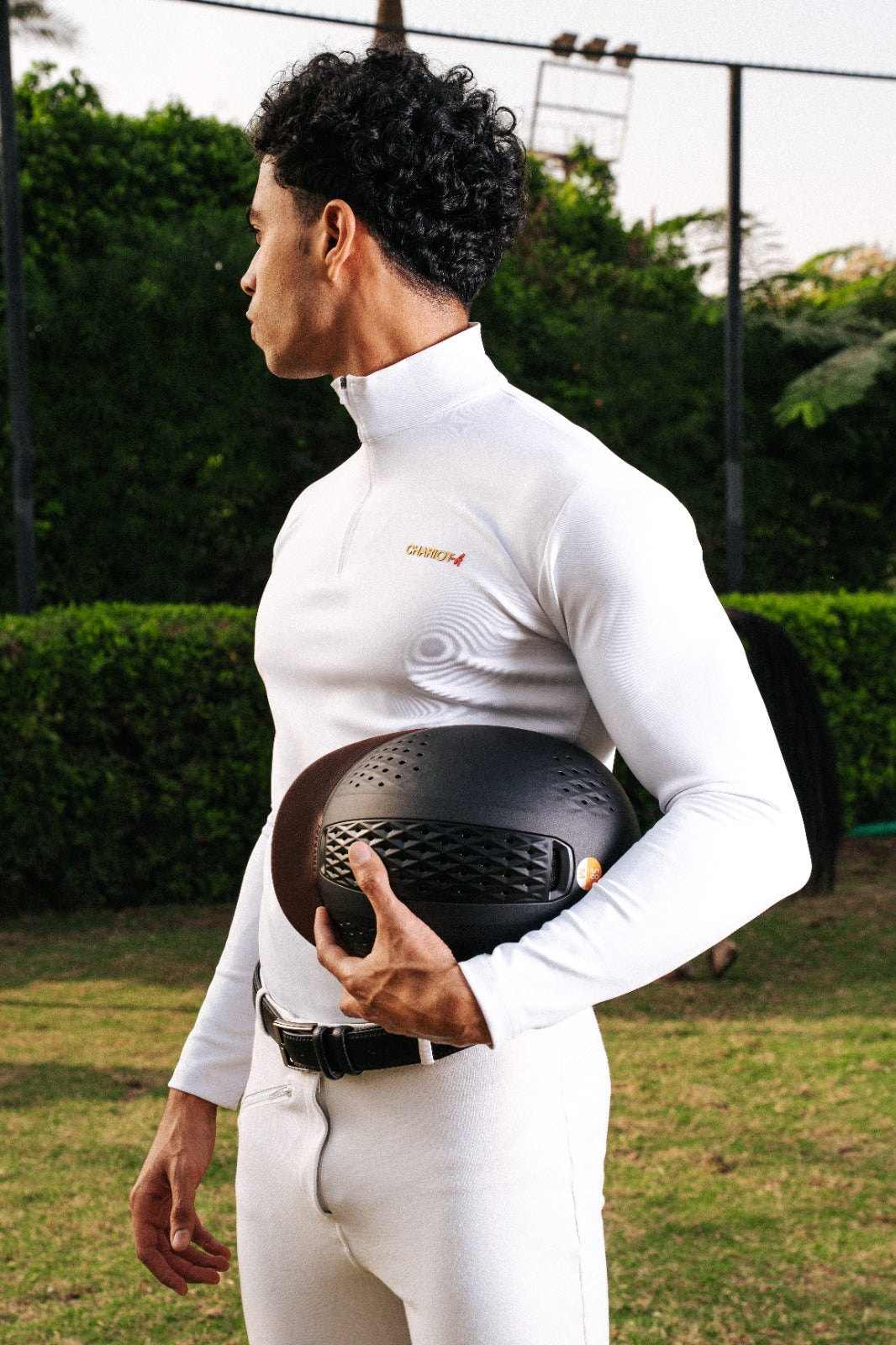 Long Sleeves Quarter Zip For Him In White