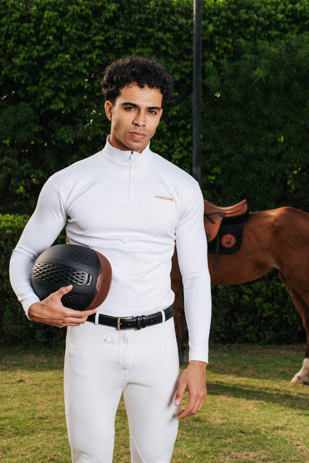 Long Sleeves Quarter Zip For Him In White