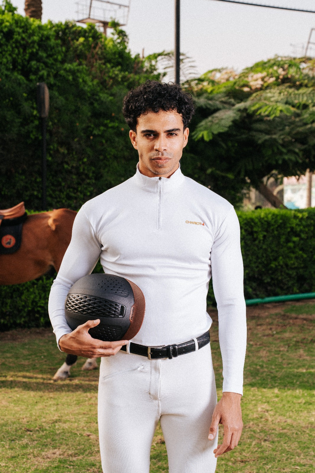 Long Sleeves Quarter Zip For Him In White