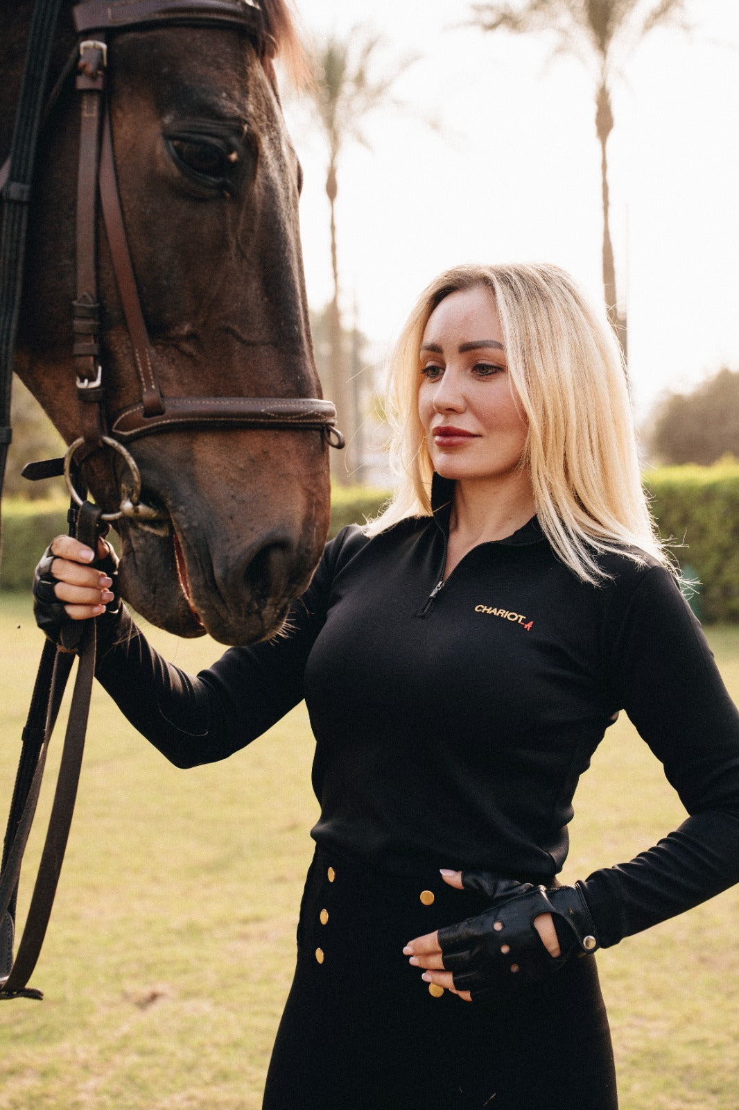 Long Sleeves Quarter Zip For Her In Black