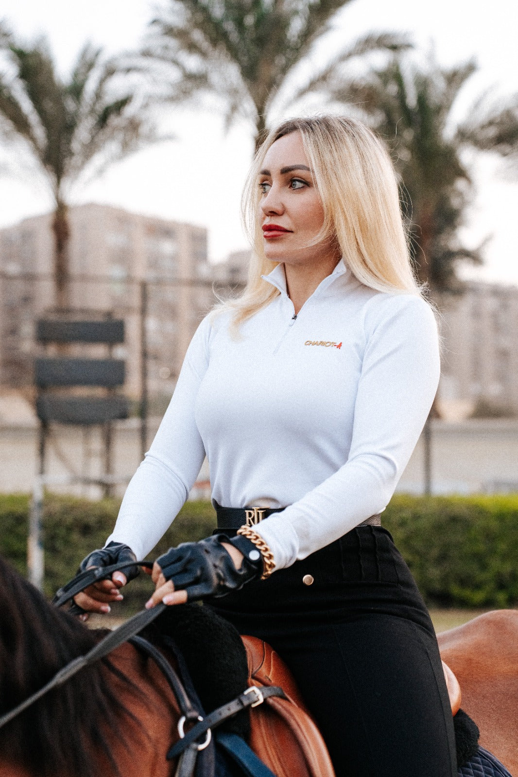 Long Sleeves Quarter Zip For Her In White