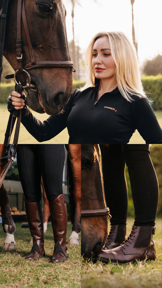 TRIO BUNDLE -Brown Boots, Chaps & Black zipper