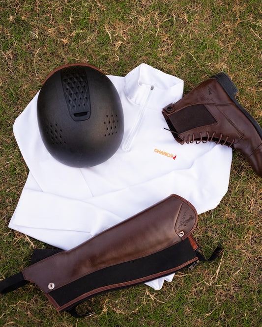TRIO BUNDLE -Brown Boots, Chaps & White zipper