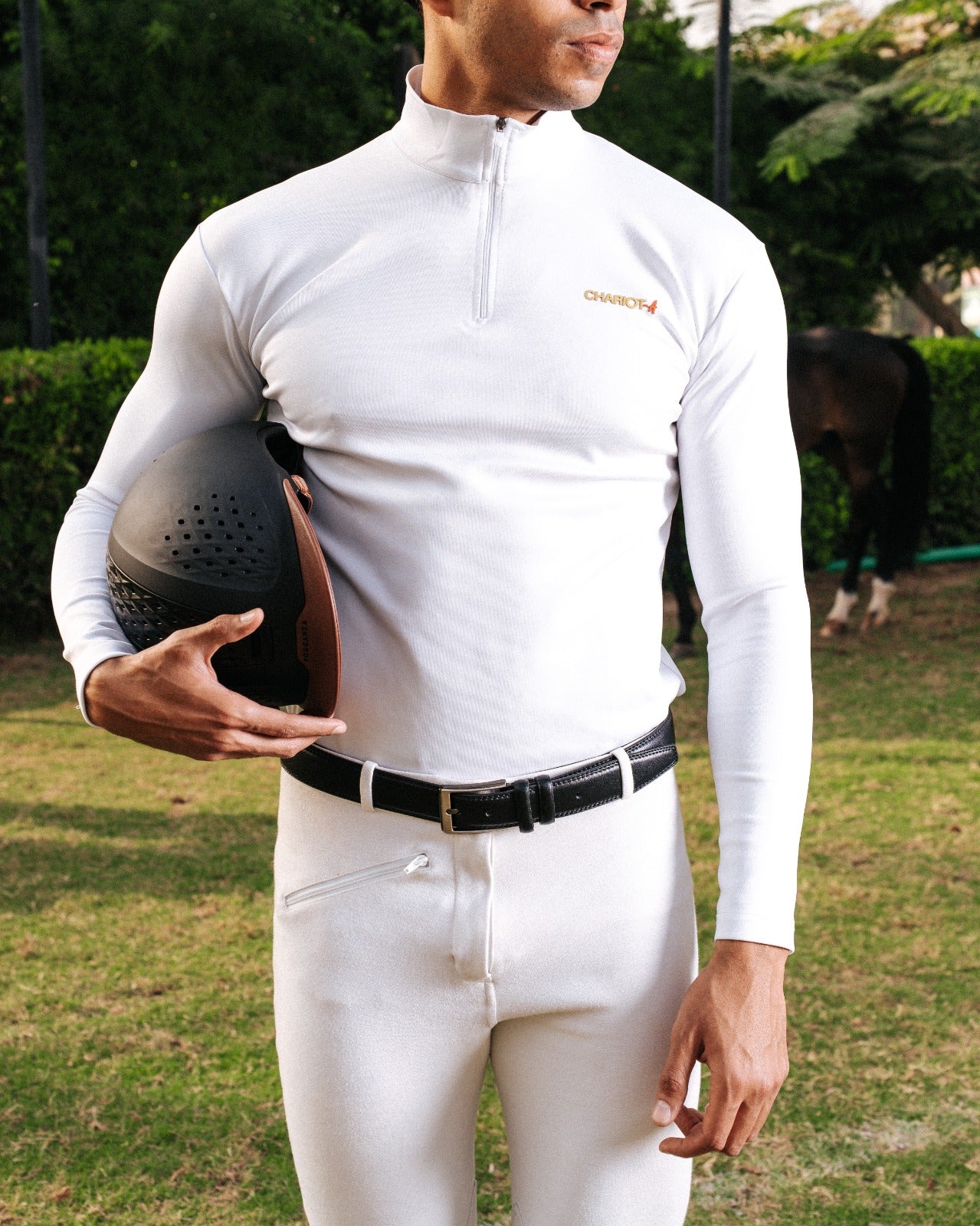 Long Sleeves Quarter Zip For Him In White